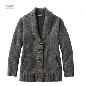 LNWT LL Bean Classic Ragg Wool Sweater Cardigan. Small, Gray